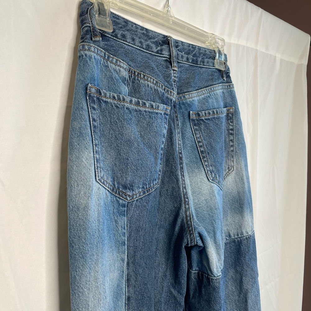 Pacsun Junior's Medium Wash 90s Boyfriend Patchwork Blue Denim Jeans - Picture 4 of 6